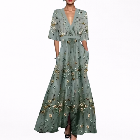 Valentina | Robe Maxi Élégante avec Décolleté Profond