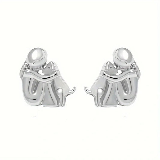 Boucles d'oreilles Hug en argent et or bicolores