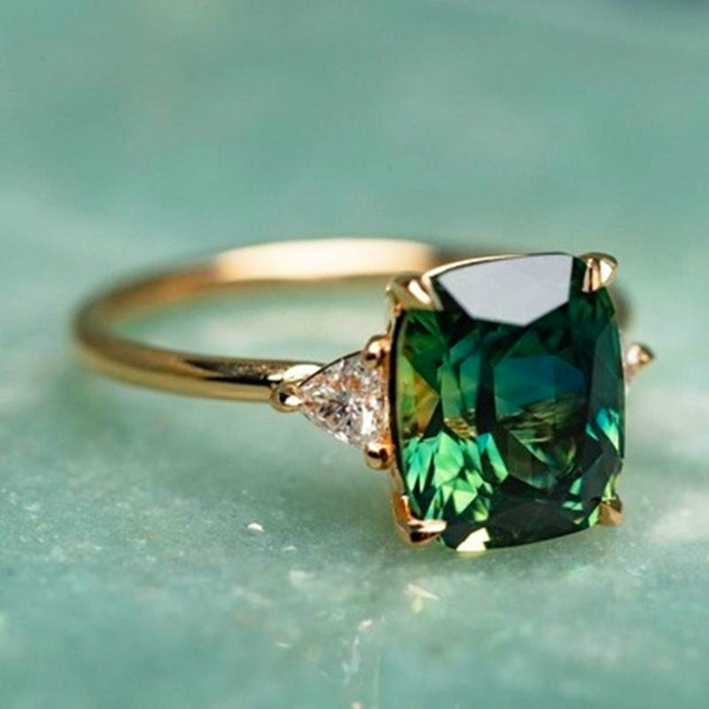 Geluk - Bague en zircon vert en or