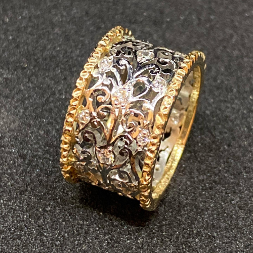 Mika - Bague vintage avec motif de lierre et zircon cubique