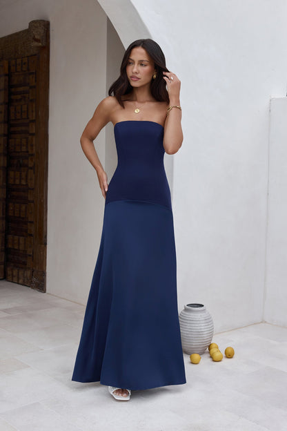 Robe Maxi Sans Bretelles In The Skies Bleue