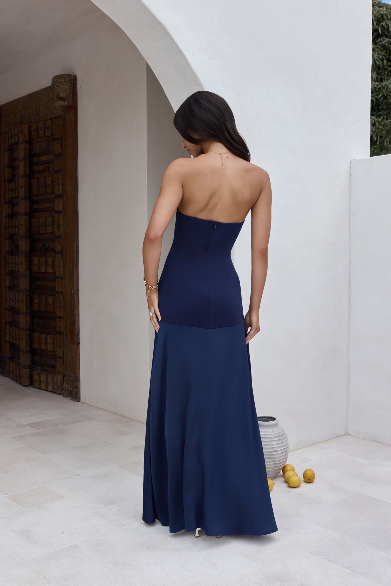 Robe Maxi Sans Bretelles In The Skies Bleue