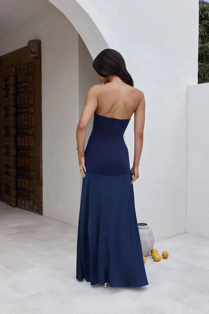 Robe Maxi Sans Bretelles In The Skies Bleue