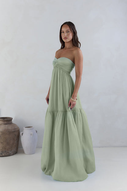 Robe Maxi Sans Manches Style Inoubliable Sauge