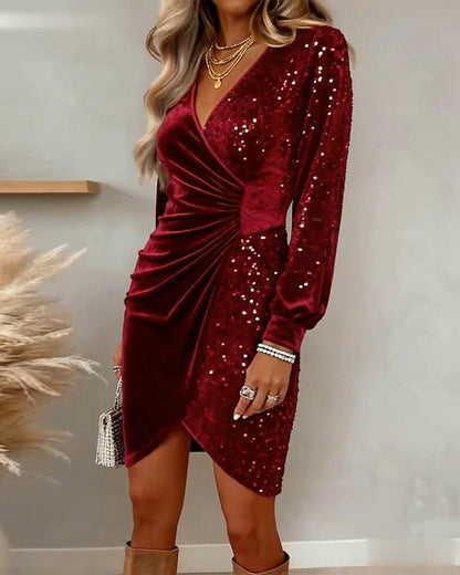 Corinne | Robe de fête en velours luxe avec paillettes