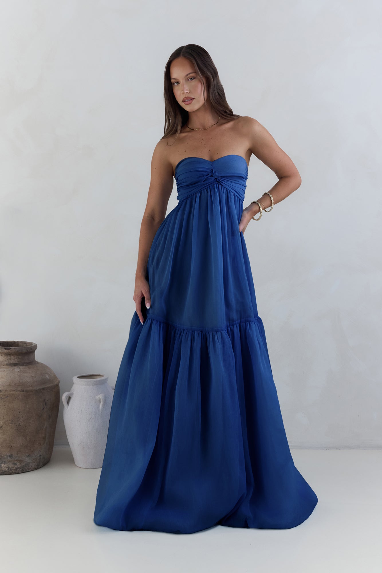 Robe Maxi Sans Bretelles Style Inoubliable Marine