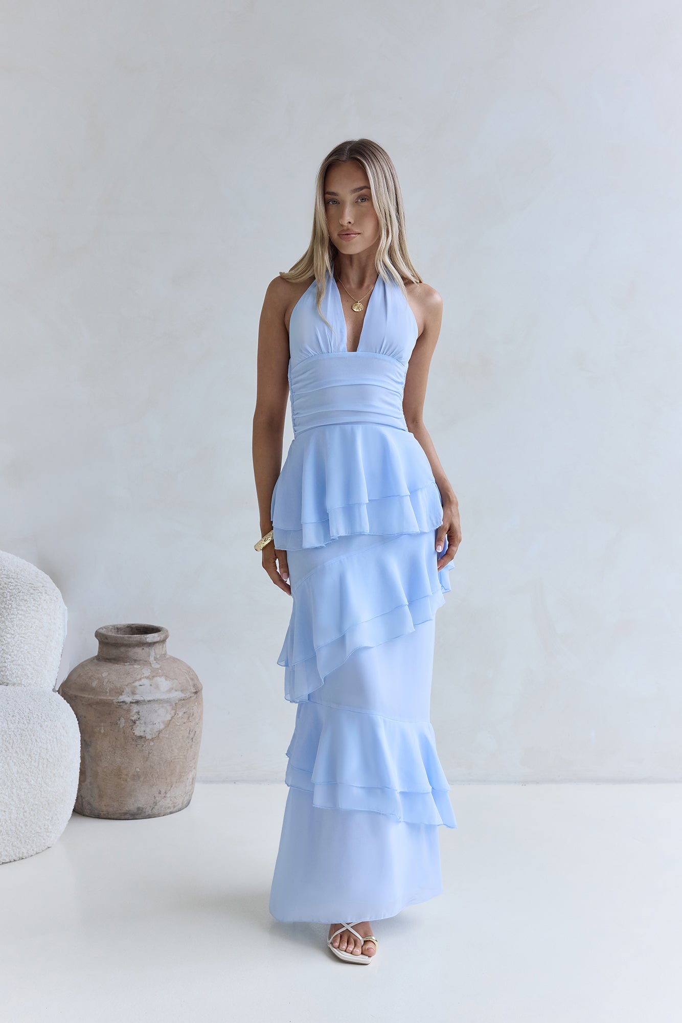 Robe Maxi Halter Path Of Fate Bleue