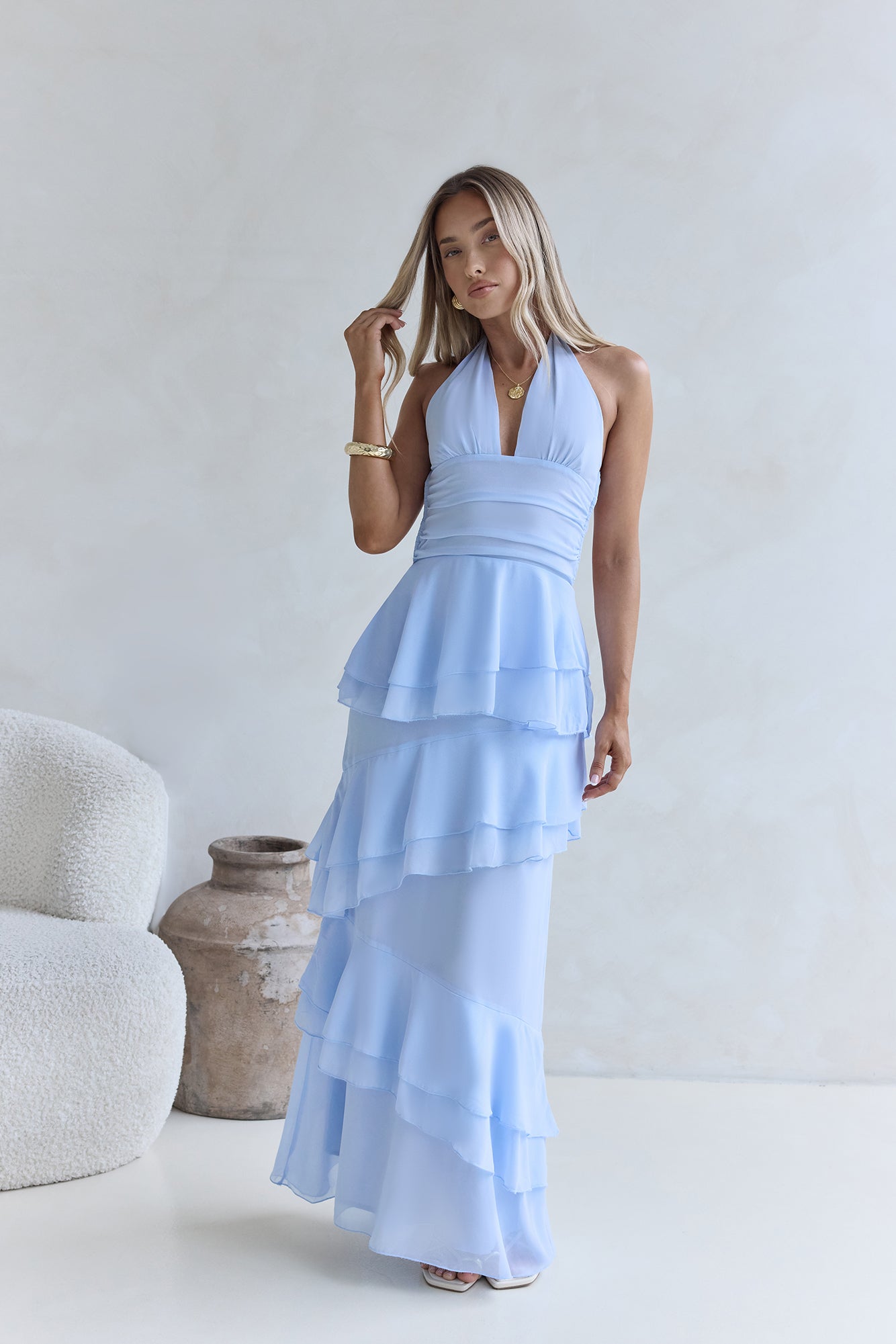 Robe Maxi Halter Path Of Fate Bleue