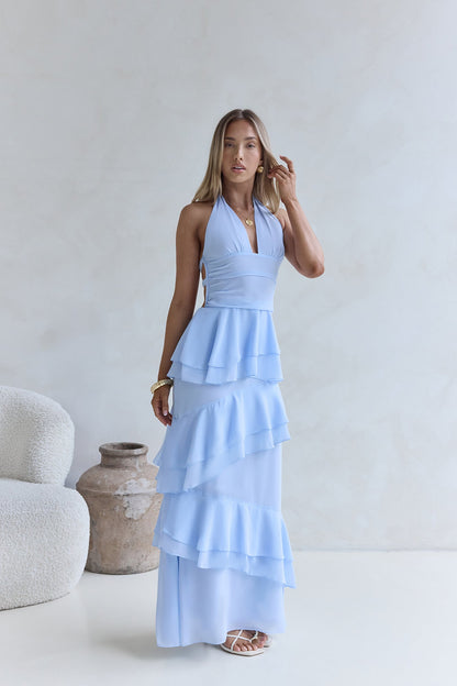 Robe Maxi Halter Path Of Fate Bleue
