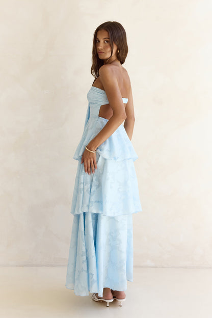 Connaissez Votre Cœur Robe Maxi Sans Bretelles Bleue