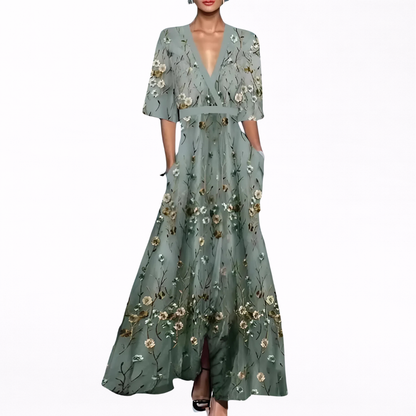 Valentina | Robe Maxi Élégante avec Décolleté Profond
