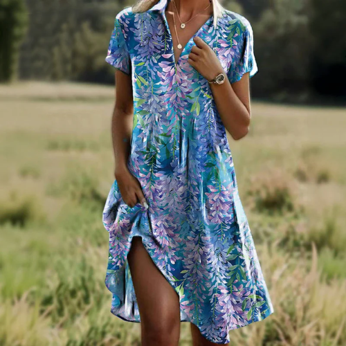 Marit – Robe avec imprimé et décolleté en V