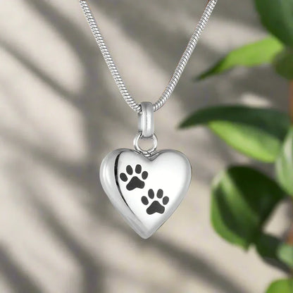 Collier commémoratif pour animaux de compagnie – Pendentif en forme de cœur avec empreinte de patte