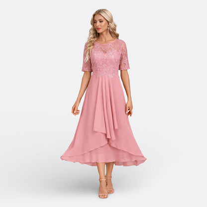 Mariana - Robe en Dentelle à Manches Courtes