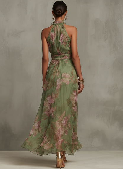 Livia - Robe Maxi Halter Florale Élégante