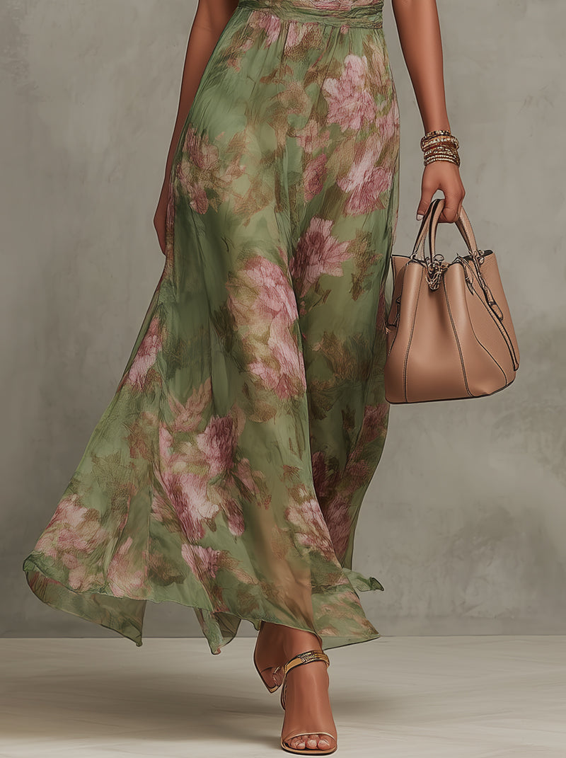 Livia | Robe Maxi Halter Fleurie