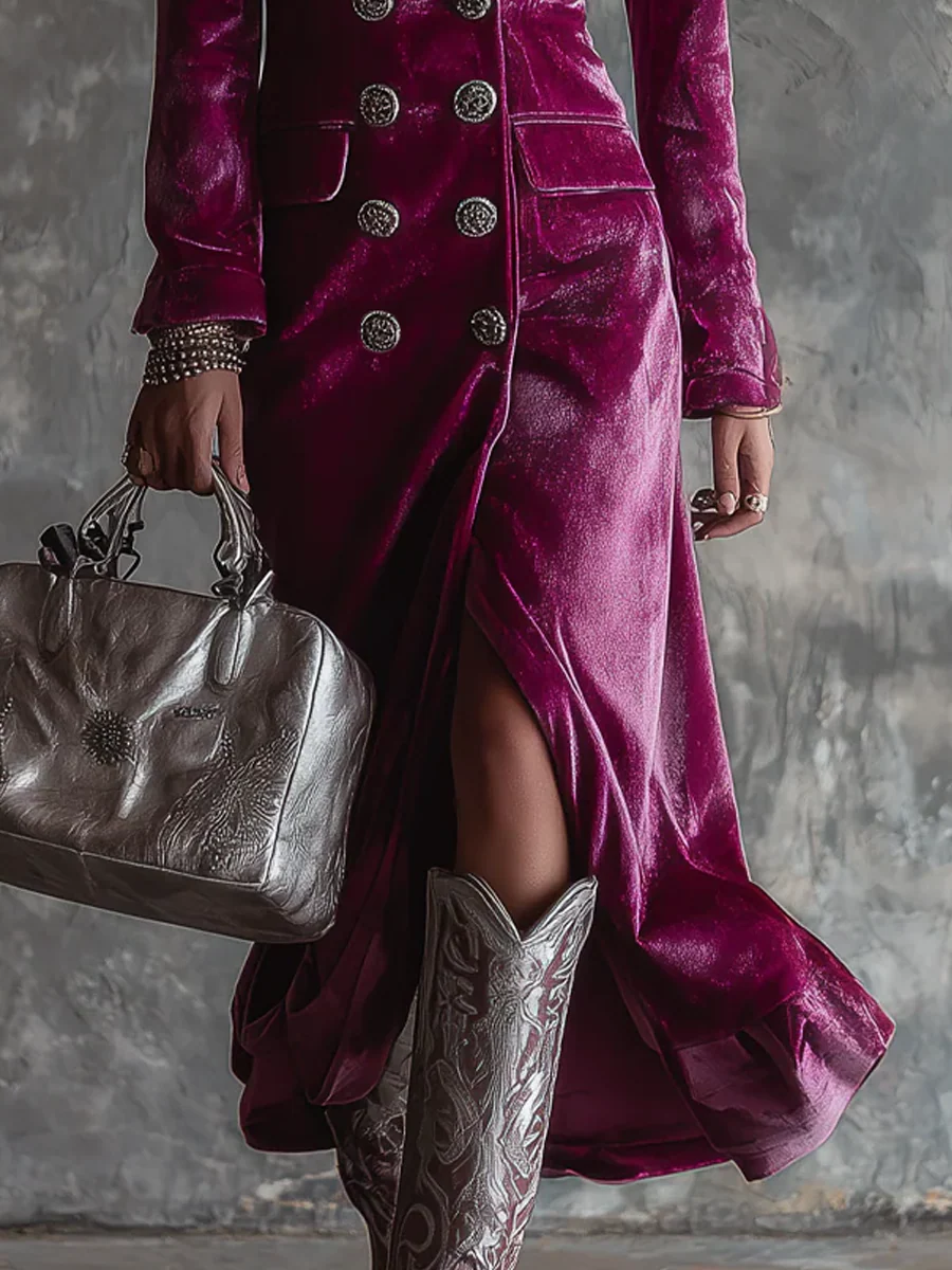 Vivienne | Robe blazer en velours de luxe avec boutons