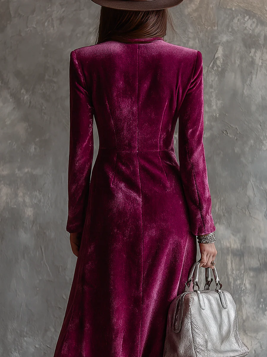 Vivienne | Robe blazer en velours de luxe avec boutons