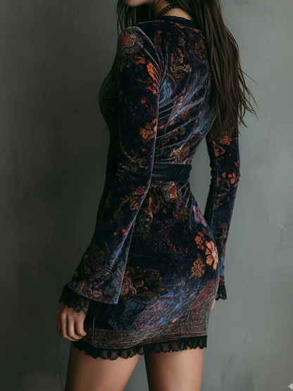 Fleur | Robe boho en velours élégante avec décolleté en V