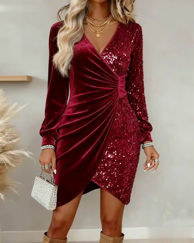 Corinne | Robe de fête en velours luxe avec paillettes