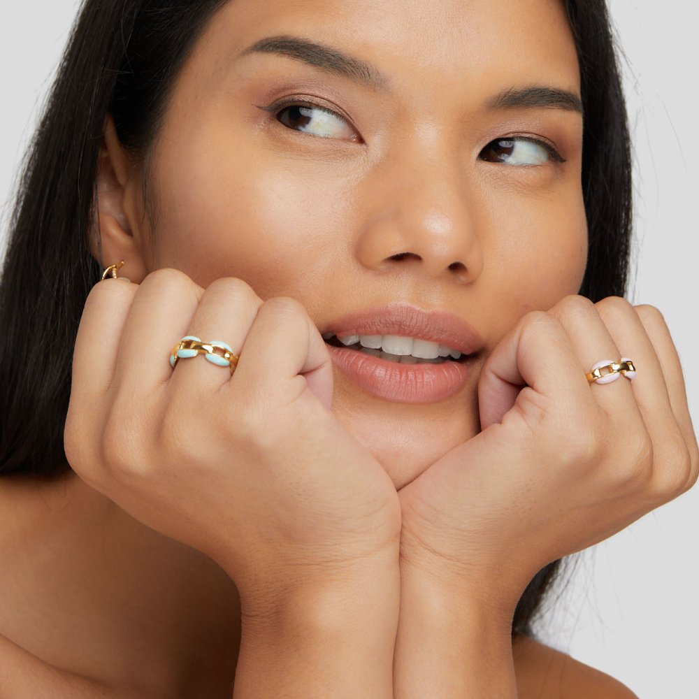 Bague en chaîne Reya bleue