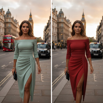 Isabeau | Robe maxi chic à col halter avec une coupe élégante et fluide