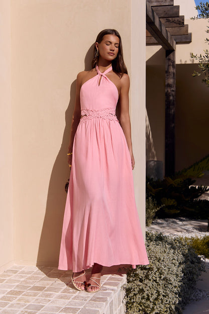 Robe Maxi Halter Here With You Rose