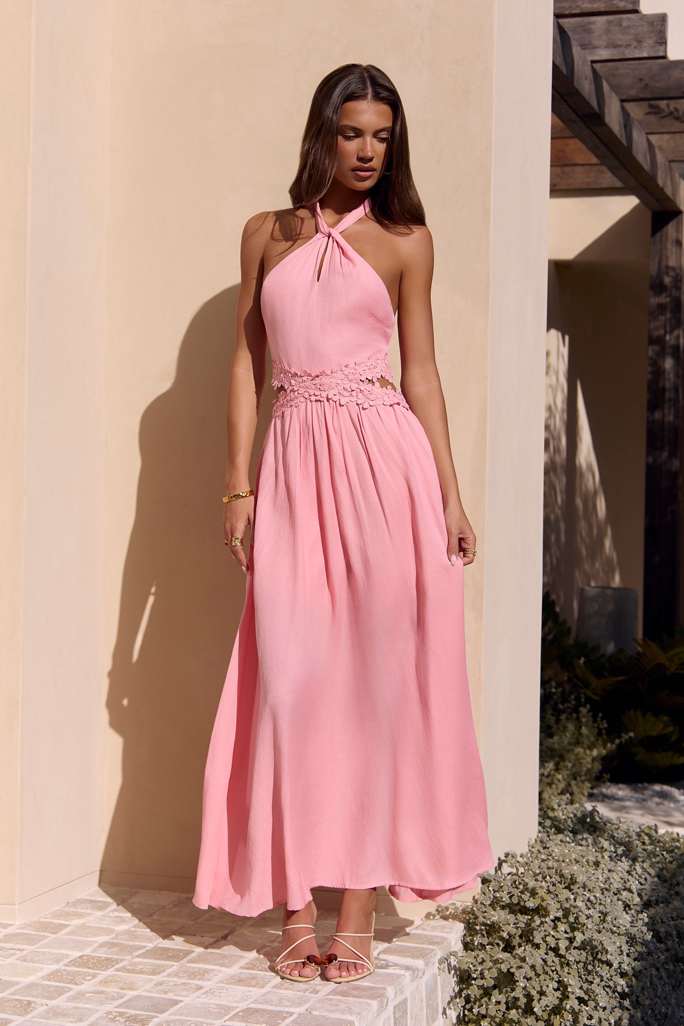 Robe Maxi Halter Here With You Rose